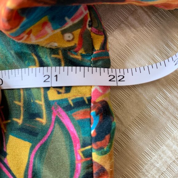 FARM Rio Button Up Short Sleeve Sz S Yellow Tropical Print Novelty Monkey Floral - Picture 7 of 7